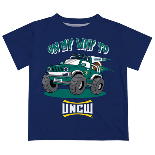 University of North Carolina Seahawks UNCW  Vive La Fete Monster Truck Boys Game Day Teal Short Sleeve Tee