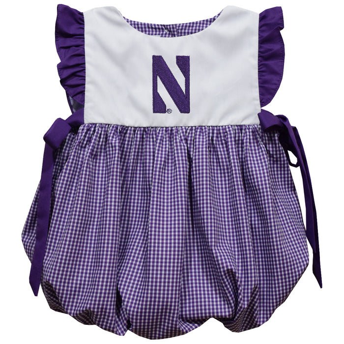 Northwestern University Wildcats Embroidered Purple Gingham Girls Bubble