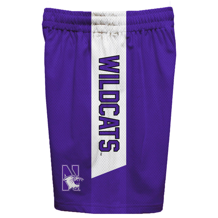 Northwestern Wildcats Vive La Fete Game Day Purple Stripes Boys Solid Black Athletic Mesh Short - Vive La Fête - Online Apparel Store