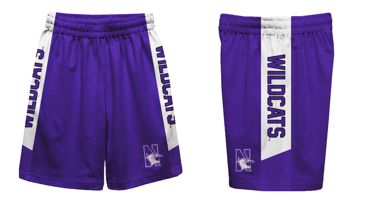 Northwestern Wildcats Vive La Fete Game Day Purple Stripes Boys Solid Black Athletic Mesh Short - Vive La Fête - Online Apparel Store