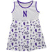 Northwestern Wildcats Sleeveless Tank Dress White Logo and Repeat Print Hand Sketched Vive La Fete Impressions Artwork