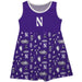 Northwestern University Wildcats Sleeveless Tank Dress Girls White Repeat Print Hand Sketched Vive La Fete Impressions