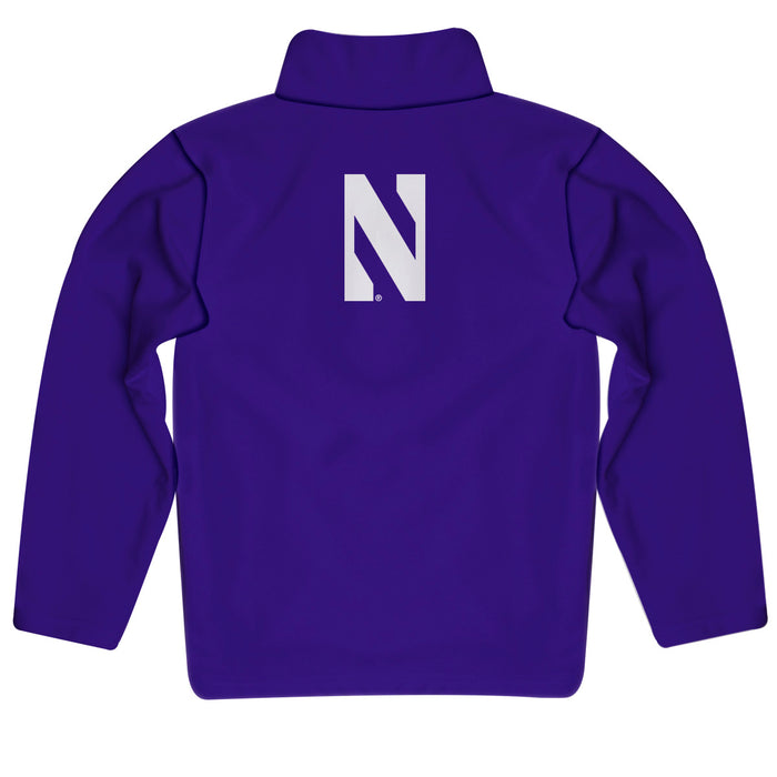 Northwestern University Wildcats Vive La Fete Game Day Solid Purple Quarter Zip Pullover Sleeves