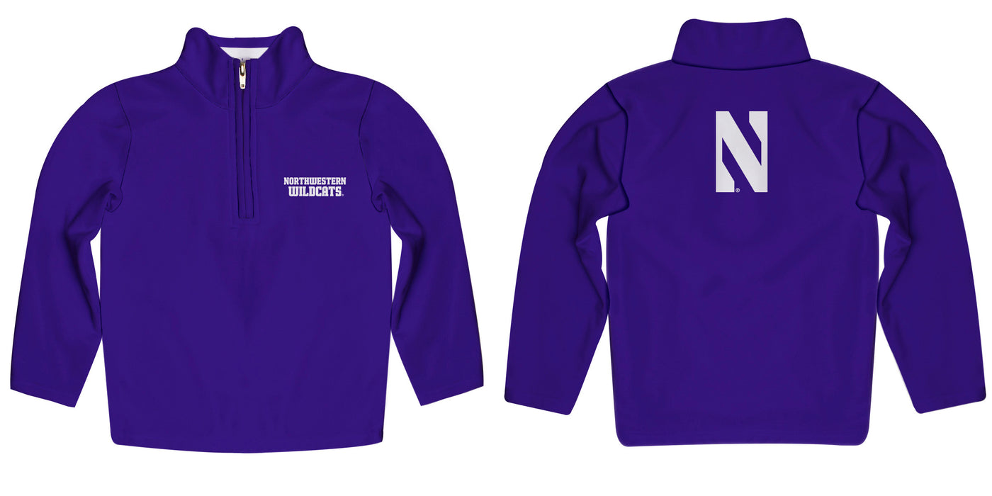 Northwestern University Wildcats Vive La Fete Game Day Solid Purple Quarter Zip Pullover Sleeves