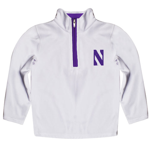 Northwestern Wildcats Hand Sketched Vive La Fete Impressions Artwork White Quarter Zip Pullover V1