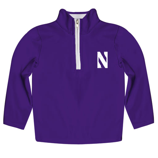 Northwestern University Wildcats Hand Sketched Vive La Fete Impressions Artwork  Purple Quarter Zip Pullover V1