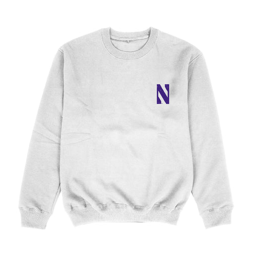 Northwestern University Wildcats Hand Sketched Vive La Fete Impressions Artwork Womens  White Crewneck Sweatshirt