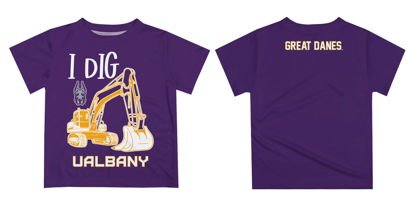 University at Albany Great Danes UALBANY  Vive La Fete Excavator Boys Game Day Purple Short Sleeve Tee - Vive La Fête - Online Apparel Store