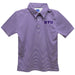 New York Violets Embroidered Purple Stripes Short Sleeve Polo Box Shirt