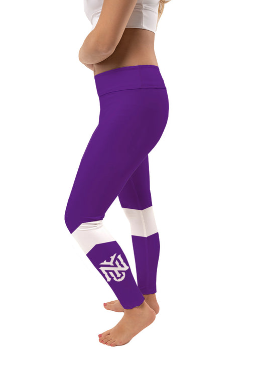 New York Violets Vive La Fete Game Day Collegiate Ankle Color Block Women Purple White Yoga Leggings - Vive La Fête - Online Apparel Store