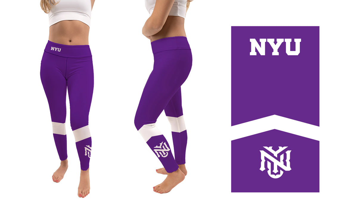 New York Violets Vive La Fete Game Day Collegiate Ankle Color Block Women Purple White Yoga Leggings - Vive La Fête - Online Apparel Store
