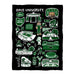 Ohio University Bobcats Black Hand Sketched Vive La Fete Impressions Artwork Plush Soft Minky Blanket 36 x 48