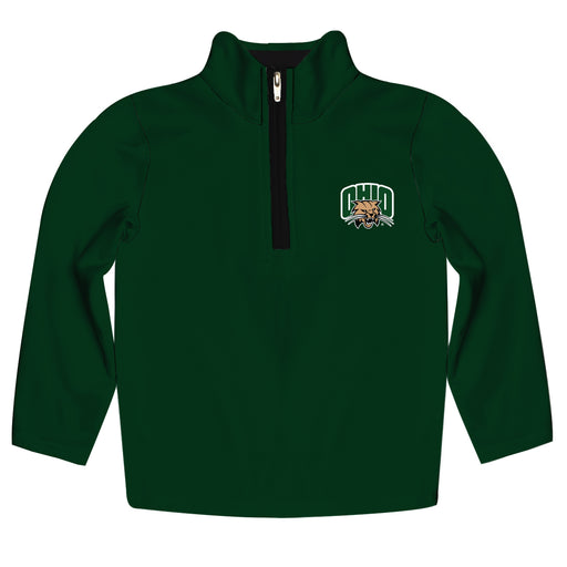 Ohio University Bobcats Hand Sketched Vive La Fete Impressions Artwork  Green Quarter Zip Pullover V1