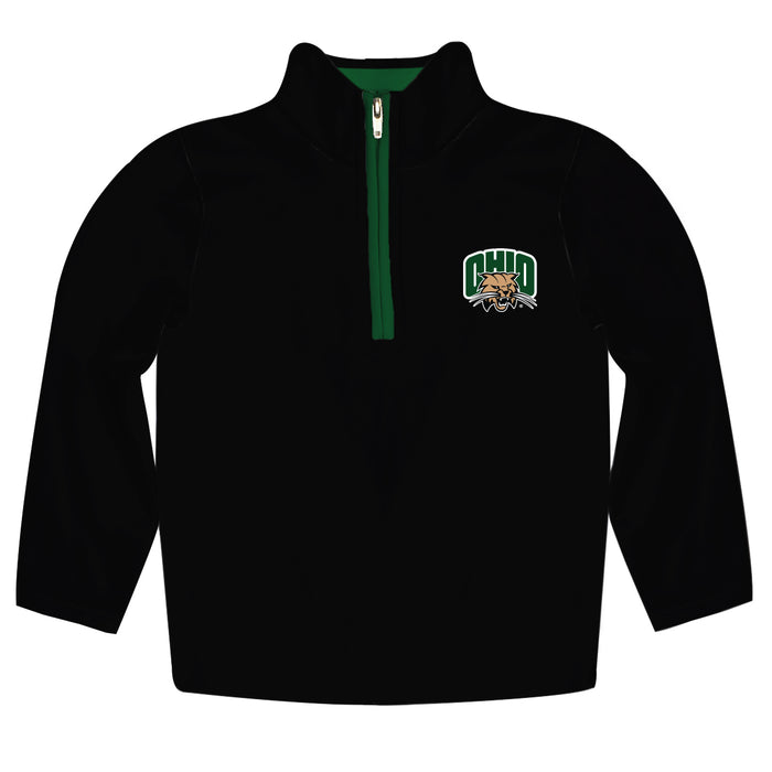 Ohio University Bobcats Hand Sketched Vive La Fete Impressions Artwork  Black Quarter Zip Pullover V1