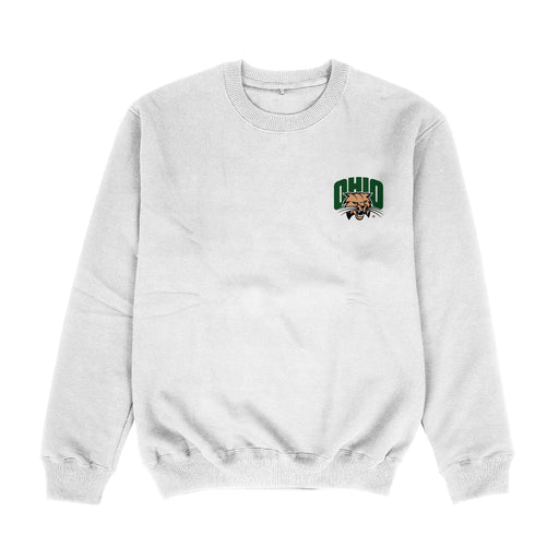 Ohio University Bobcats Hand Sketched Vive La Fete Impressions Artwork Womens  White Crewneck Sweatshirt