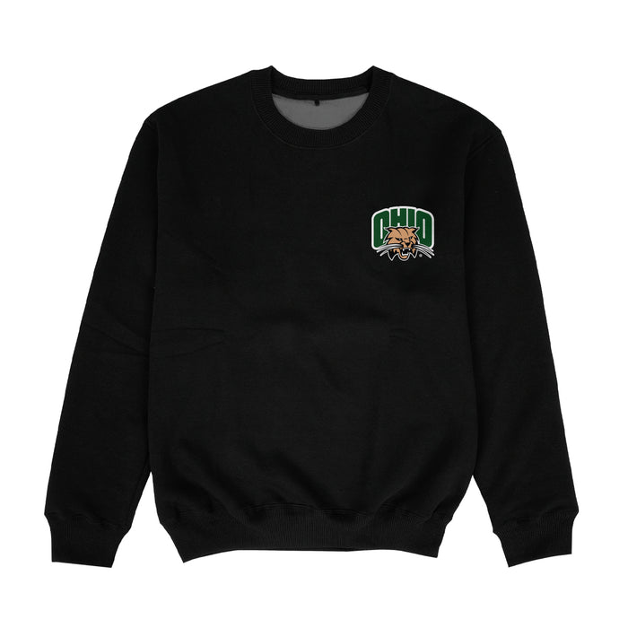 Ohio University Bobcats Hand Sketched Vive La Fete Impressions Artwork Womens  Black Crewneck Sweatshirt