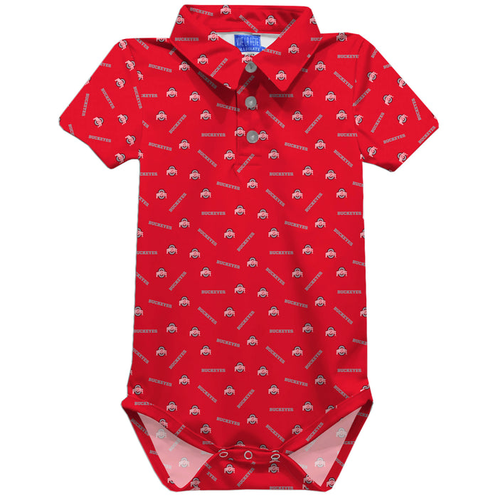 Ohio State Buckeyes Vive La Fete Repeat Logo Red Short Sleeve Polo Onesie