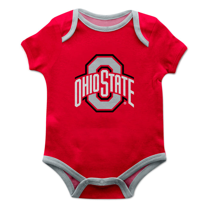 Ohio State Buckeyes Vive La Fete Infant Game Day Red Short Sleeve Onesie Logo Bodysuit