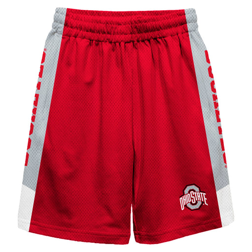 Ohio State Buckeyes Vive La Fete Game Day Red Stripes Boys Solid Black Athletic Mesh Short