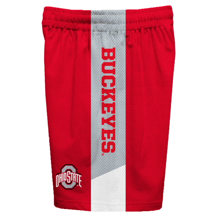 Ohio State Buckeyes Vive La Fete Game Day Red Stripes Boys Solid Black Athletic Mesh Short