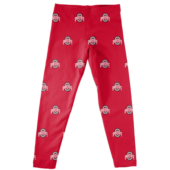 Ohio State Buckeyess Vive La Fete Girls Game Day All Over Logo Elastic Waist Classic Play Red Leggings