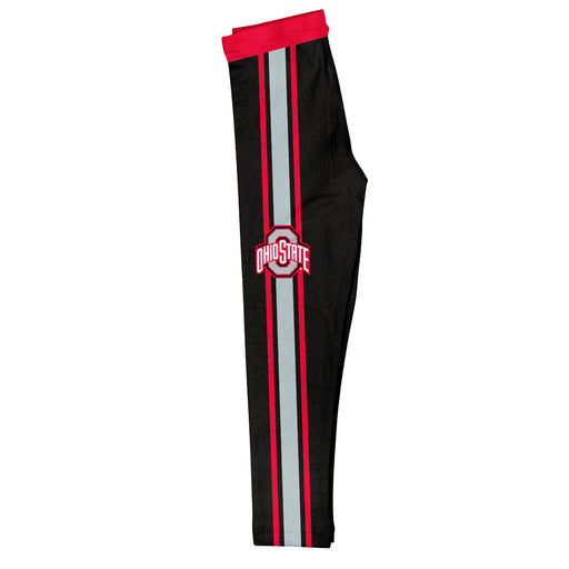 Ohio State Buckeyes Vive La Fete Girls Game Day Black with Red Stripes Leggings Tights