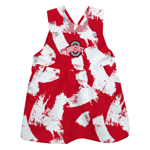 Ohio State Buckeyes Red Paint Brush Logo Boys Overall Dress Team Bibs