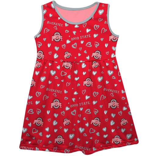 Ohio State Buckeyes Vive La Fete Girls Game Day Sleeveless Tank Dress Solid Red And Gray All Over Logo