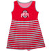 Ohio State Buckeyes Vive La Fete Girls Game Day Sleeveless Tank Dress Solid Red And Gray Logo Stripes on Skirt V2