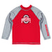 Ohio State Buckeyes Vive La Fete Logo Red And Gray Long Sleeve Raglan Rashguard