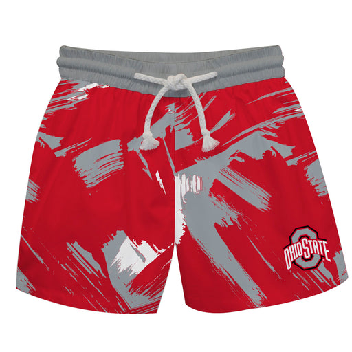 Ohio State Buckeyes Vive La Fete Red And Gray Paintbrush Desing Swimtrunks