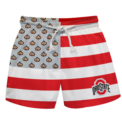 Ohio State Buckeyes Vive La Fete Game Day Red Flag Swimtrunks V1