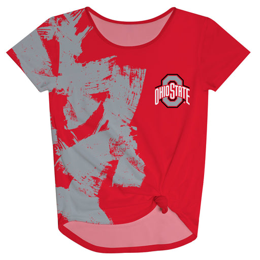 Ohio State Buckeyes Vive La Fete Girls Game Day Red Knot Top Marble Desing