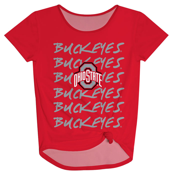 Ohio State Buckeyes Vive La Fete Girls Game Day Red Knot Top