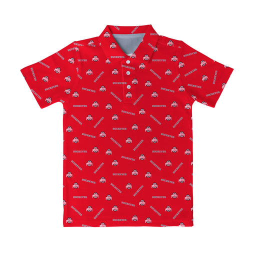 Ohio State Buckeyes Vive La Fete Repeat Logo Red Short Sleeve Polo Shirt