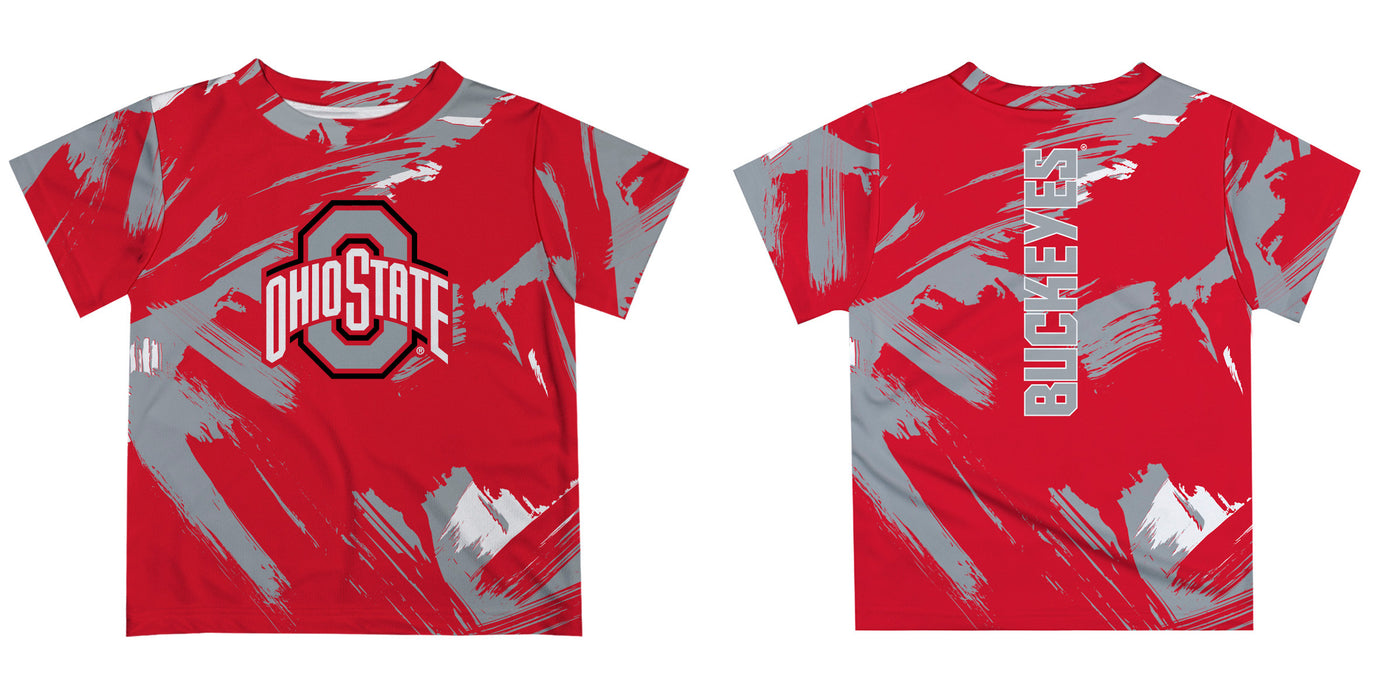 Ohio State Buckeyes Vive La Fete Boys Game Day Red Short Sleeve Tee Paint Brush