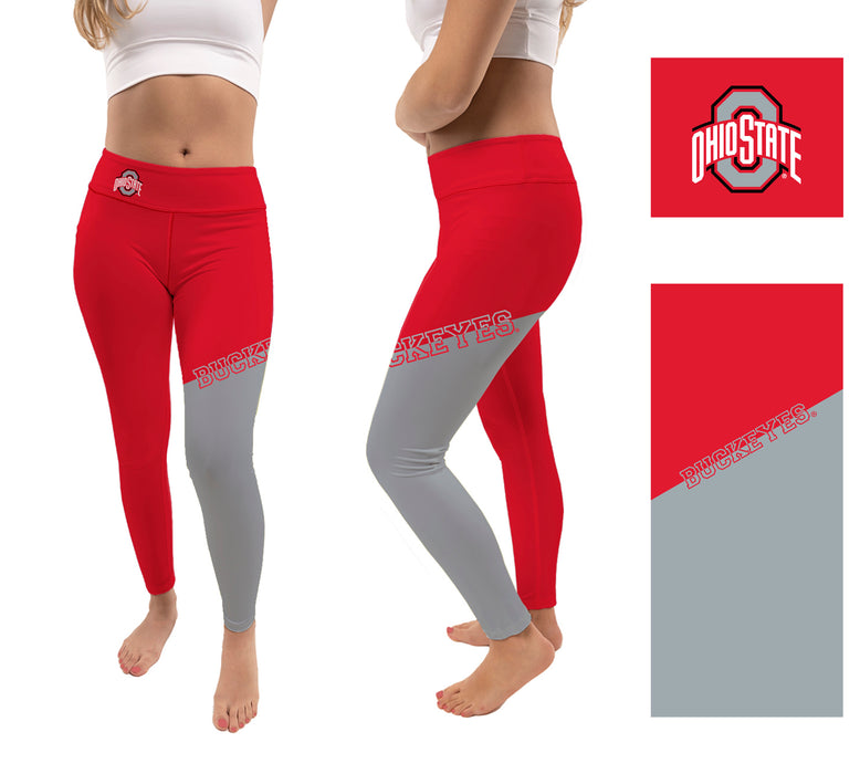 Ohio State Buckeyes Vive La Fete Game Day Collegiate Leg Color Block Women Red And Gray Yoga Leggings