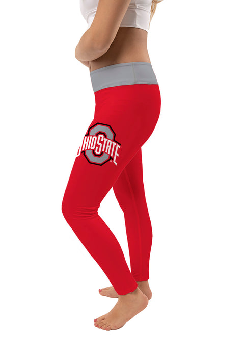 Ohio State Buckeyes Game Day  Logo at Ankle Women Red Yoga Leggings