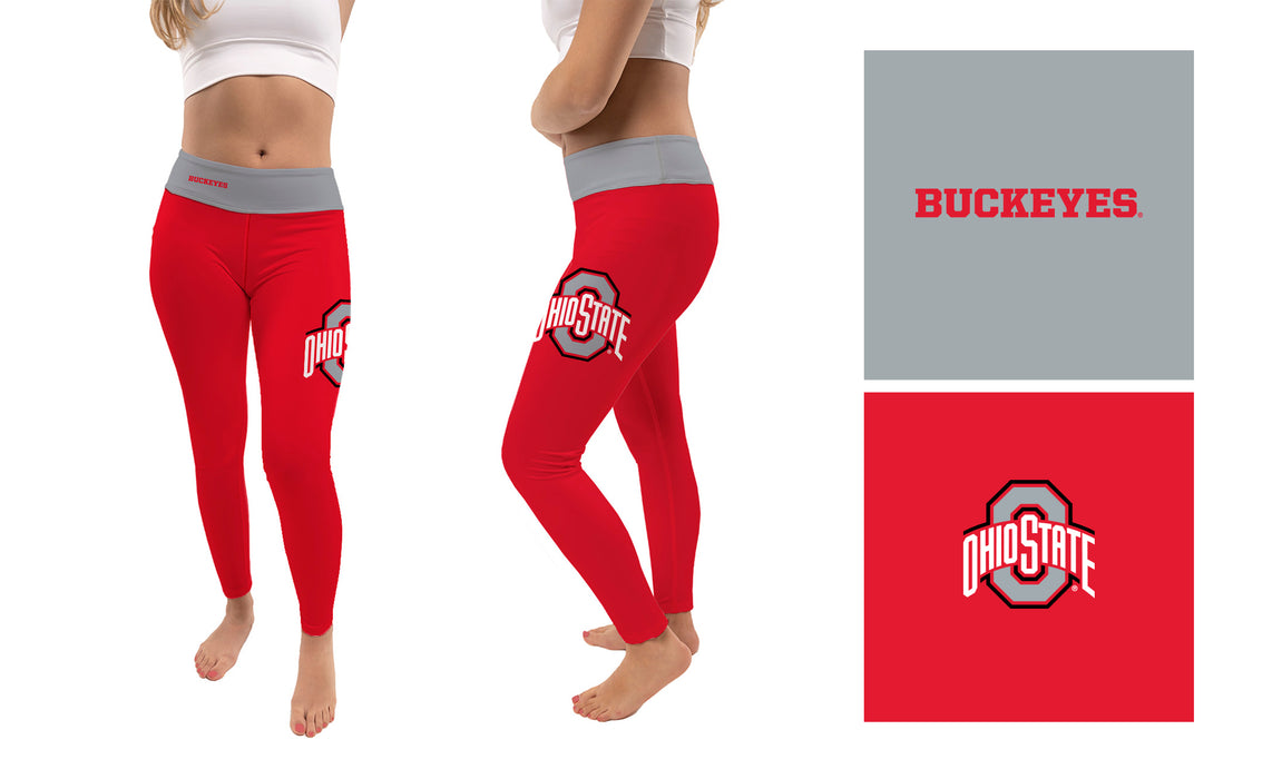 Ohio State Buckeyes Game Day  Logo at Ankle Women Red Yoga Leggings