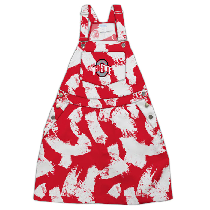 Ohio State Buckeyes Vive La Fete Red Paint Brush Desing Logo Womens Overall Dress Team Bibs