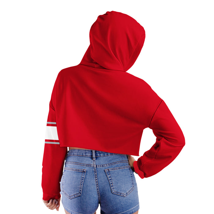 Ohio State Buckeyes Women Red Cropped Hoodie With Color Block Desing