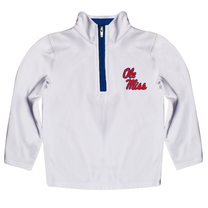 Ole Miss Rebels Hand Sketched Vive La Fete Impressions Artwork  White Quarter Zip Pullover V1