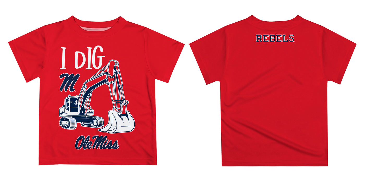 Ole Miss Rebels Vive La Fete Excavator Boys Game Day Red Short Sleeve Tee - Vive La Fête - Online Apparel Store