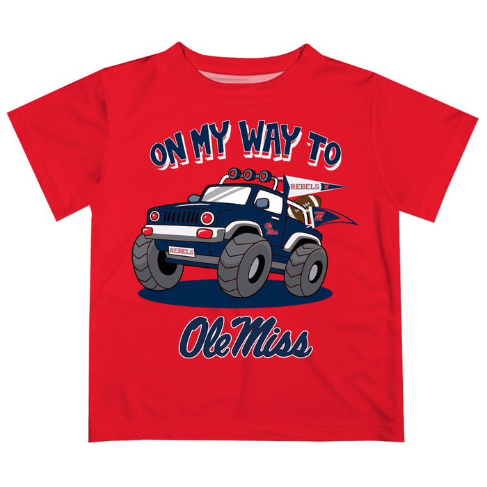 Ole Miss Rebels Vive La Fete Monster Truck Boys Game Day Red Short Sleeve Tee