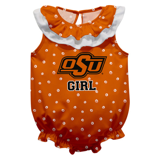 Oklahoma State Swirls Orange Girls Sleeveless Onesie