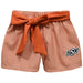 Oklahoma State Embroidered Orange Gingham Girls Short With Sash