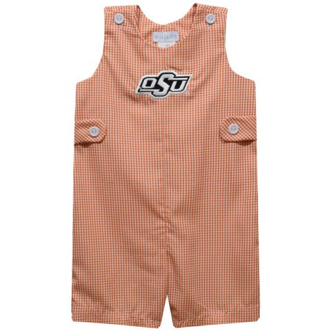 Oklahoma State Embroidered Orange Gingham Jon Jon