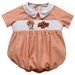 Oklahoma State Smocked Orange Gingham Short Sleeve Boys Bubble