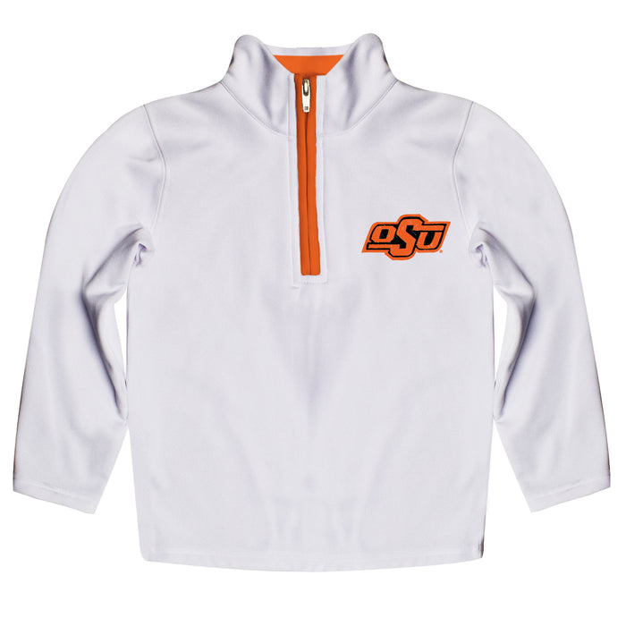 OSU Cowboys Hand Sketched Vive La Fete Impressions Artwork  White Quarter Zip Pullover V1