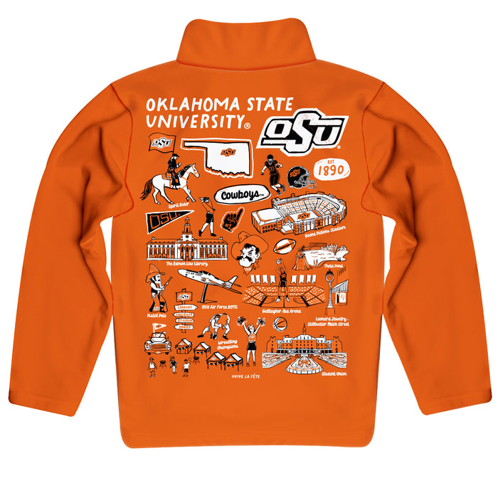 OSU Cowboys Vive La Fete Impressions Artwork Orange Boys Quarter Zip Pullover V1